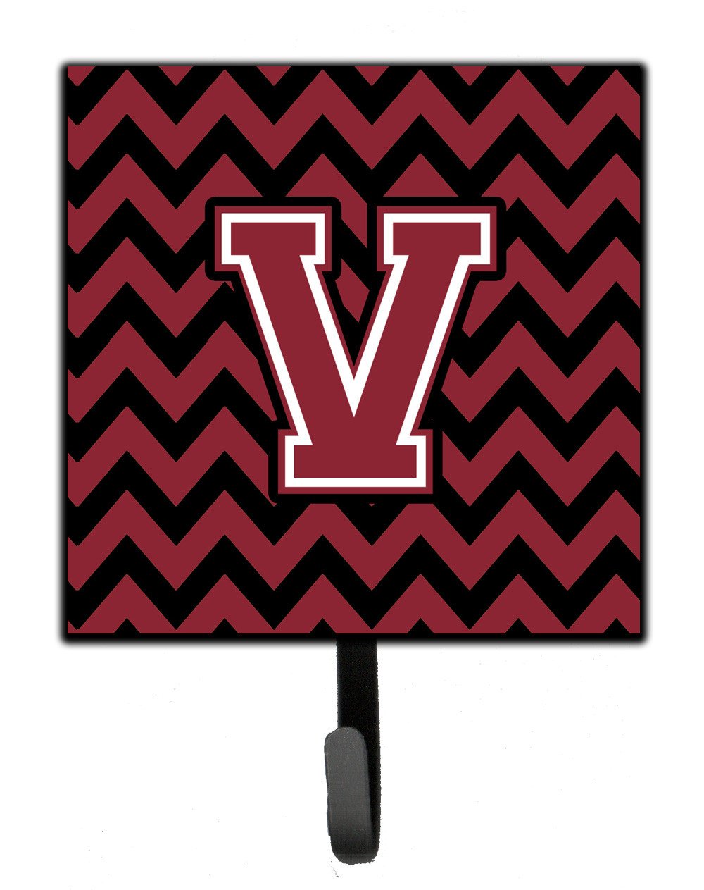 Letter V Chevron Garnet and Black  Leash or Key Holder CJ1052-VSH4 by Caroline's Treasures