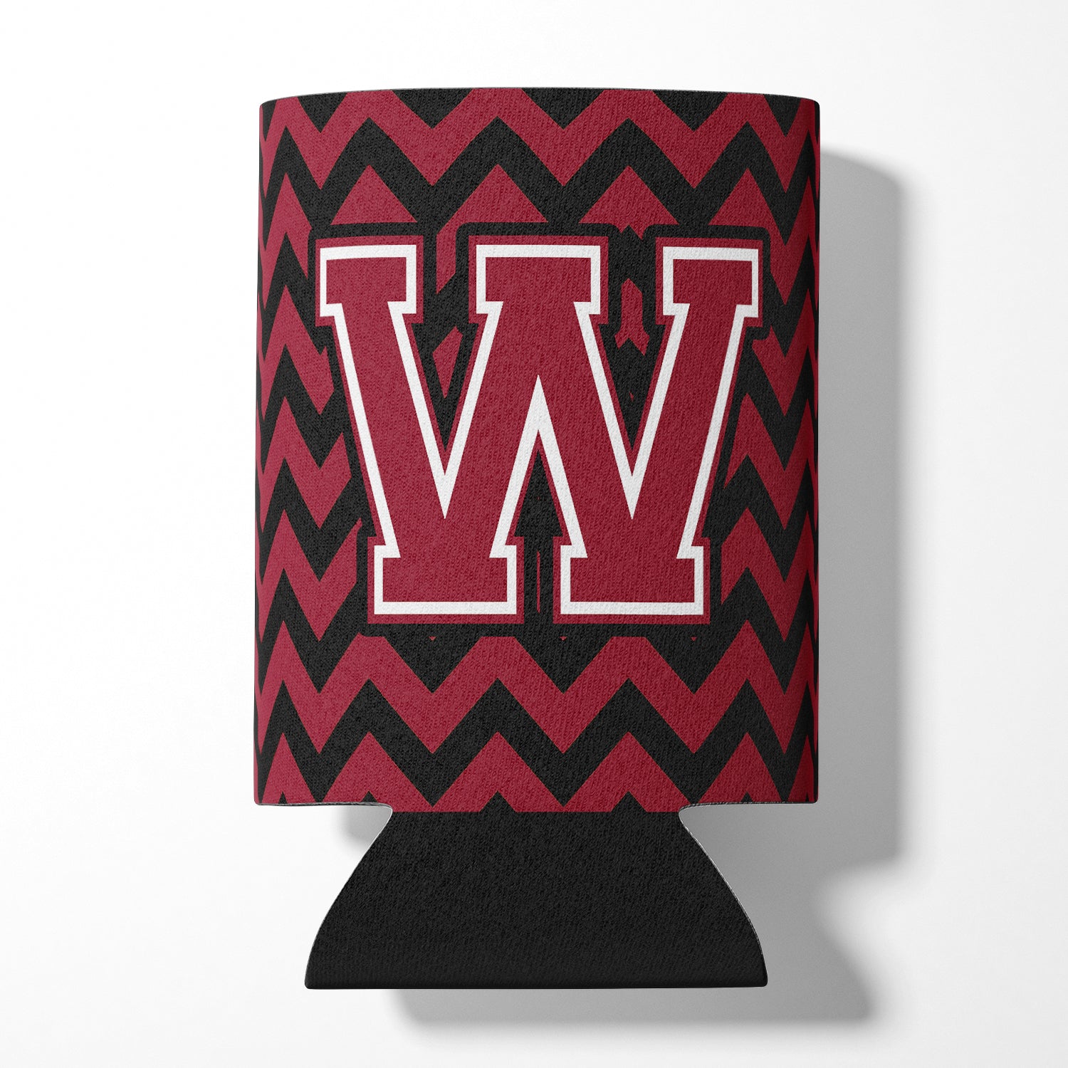 Letter W Chevron Garnet and Black  Can or Bottle Hugger CJ1052-WCC.