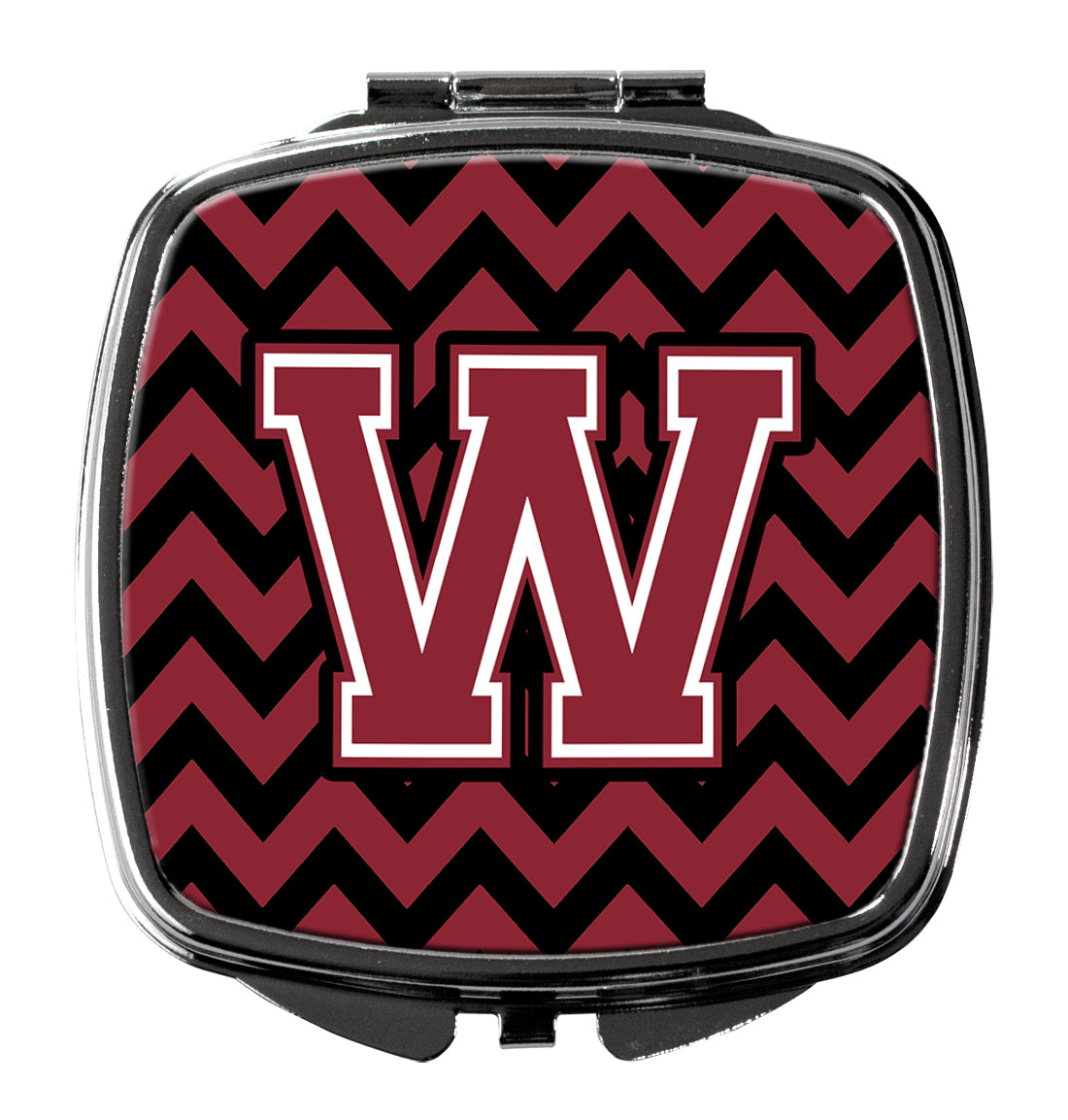 Letter W Chevron Garnet and Black  Compact Mirror CJ1052-WSCM  the-store.com.