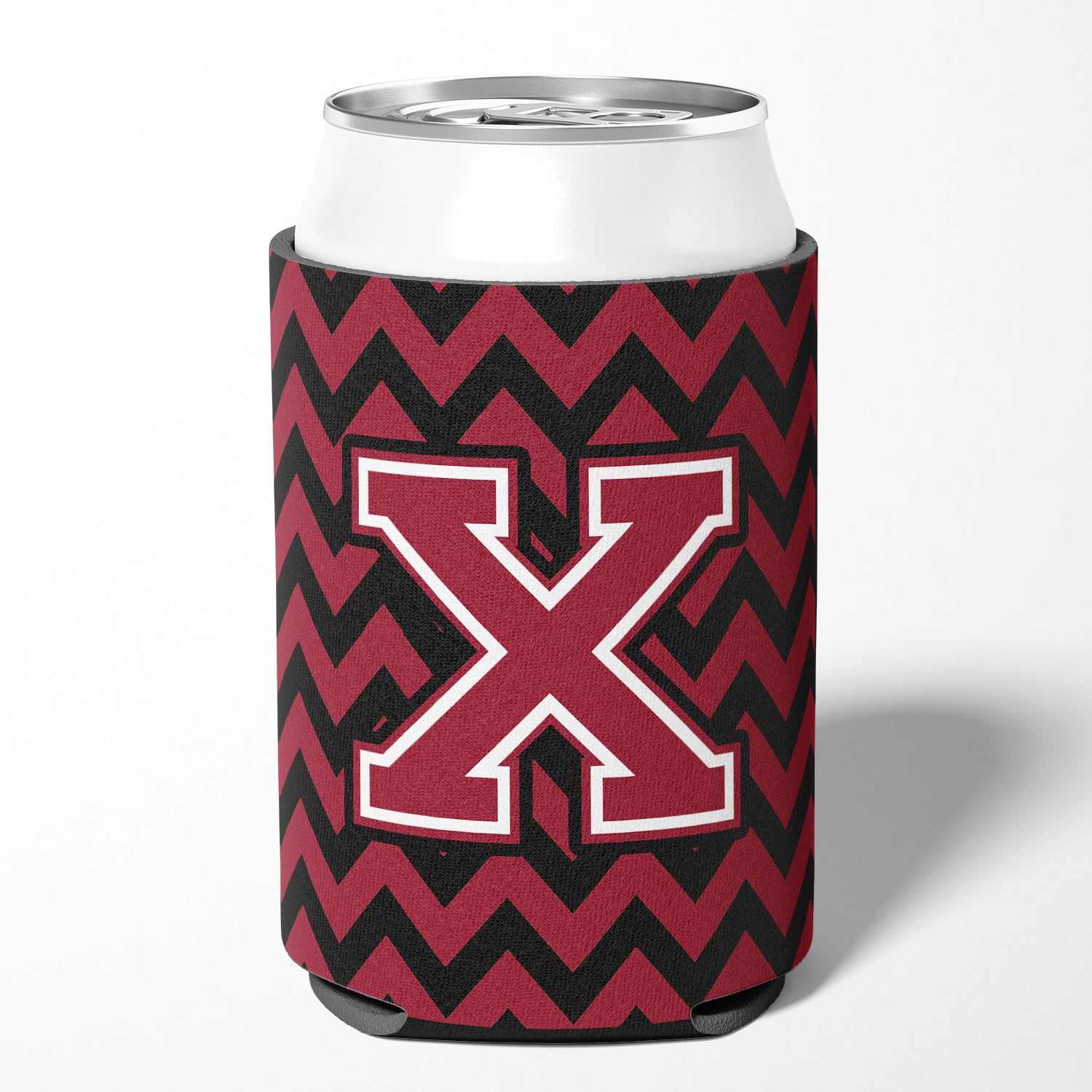 Letter X Chevron Garnet and Black  Can or Bottle Hugger CJ1052-XCC.