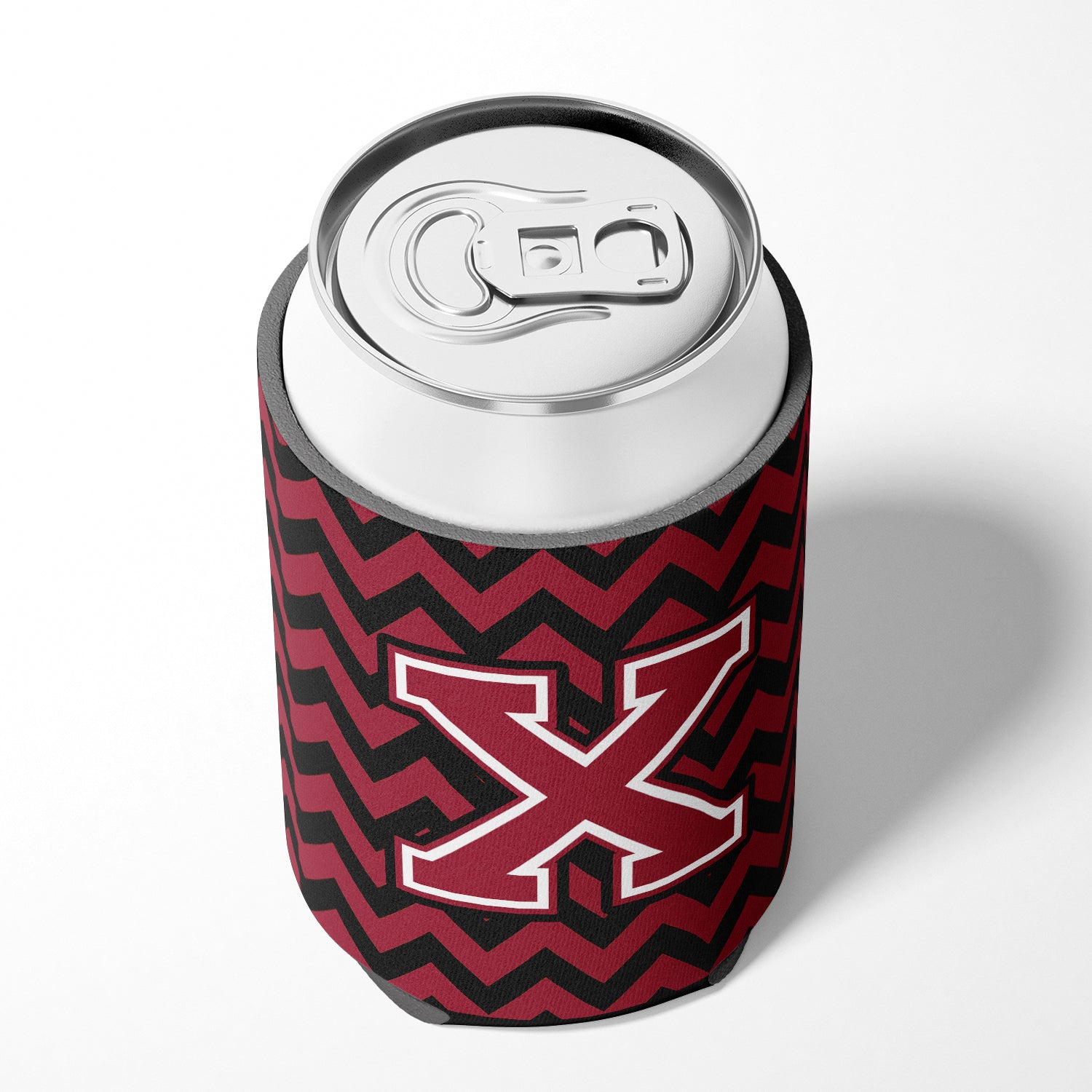 Letter X Chevron Garnet and Black  Can or Bottle Hugger CJ1052-XCC.