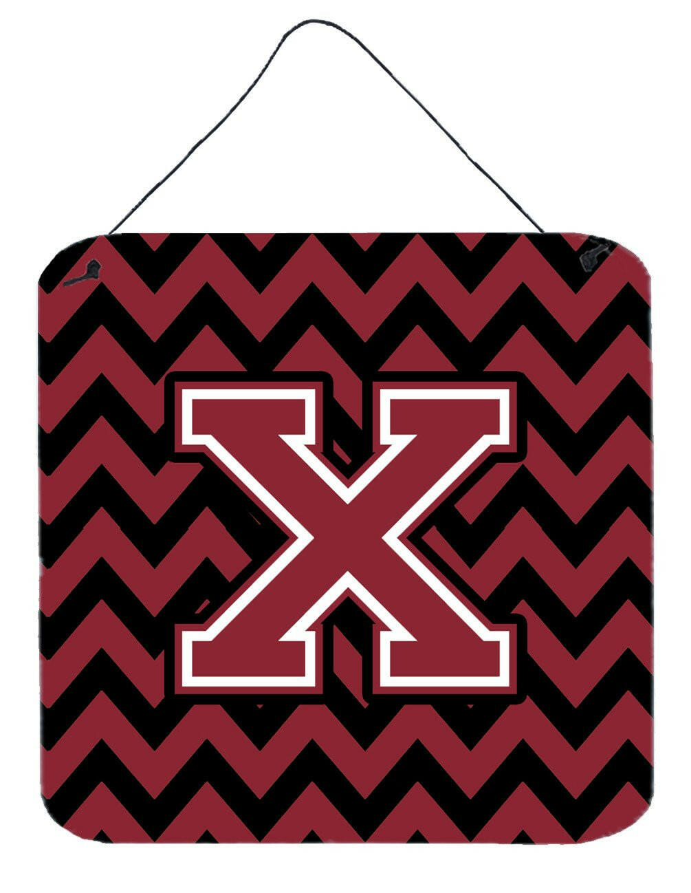 Letter X Chevron Garnet and Black  Wall or Door Hanging Prints CJ1052-XDS66 by Caroline's Treasures