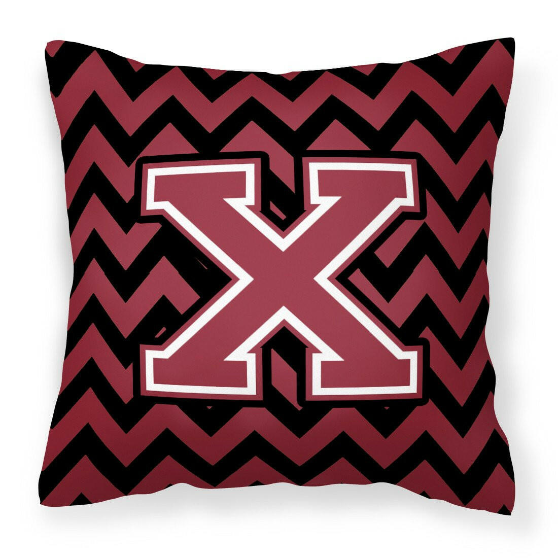 Letter X Chevron Garnet and Black  Fabric Decorative Pillow CJ1052-XPW1414 by Caroline's Treasures