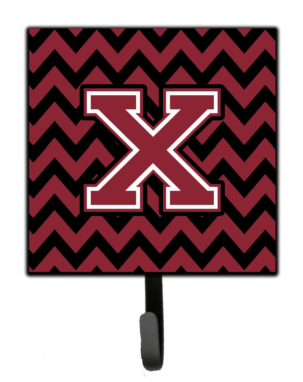 Letter X Chevron Garnet and Black  Leash or Key Holder CJ1052-XSH4 by Caroline's Treasures