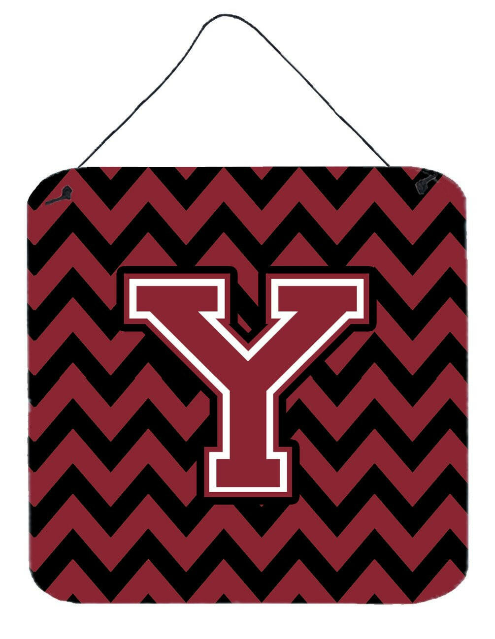 Letter Y Chevron Garnet and Black  Wall or Door Hanging Prints CJ1052-YDS66 by Caroline's Treasures