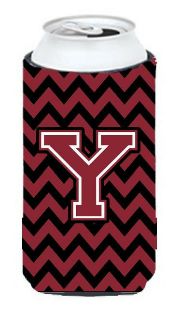 Letter Y Chevron Garnet and Black  Tall Boy Beverage Insulator Hugger CJ1052-YTBC by Caroline&#39;s Treasures