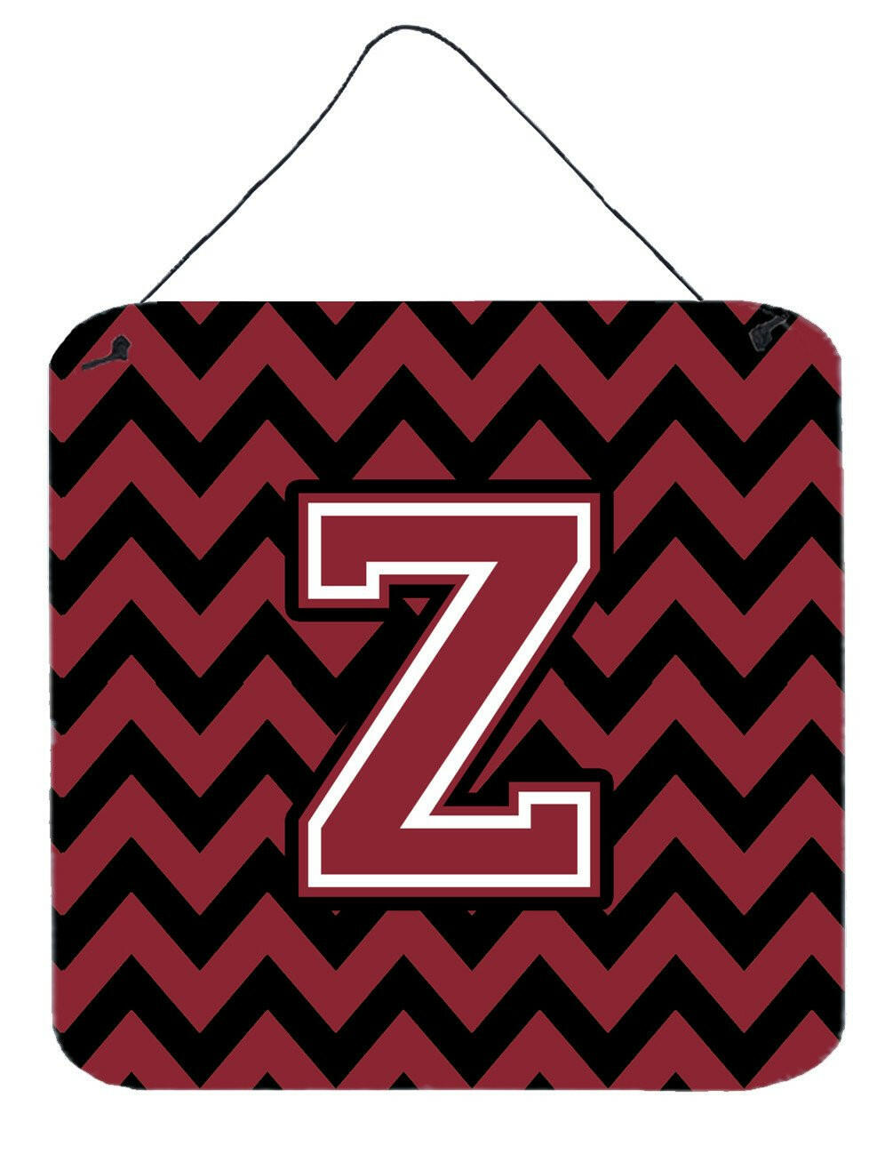 Letter Z Chevron Garnet and Black  Wall or Door Hanging Prints CJ1052-ZDS66 by Caroline's Treasures