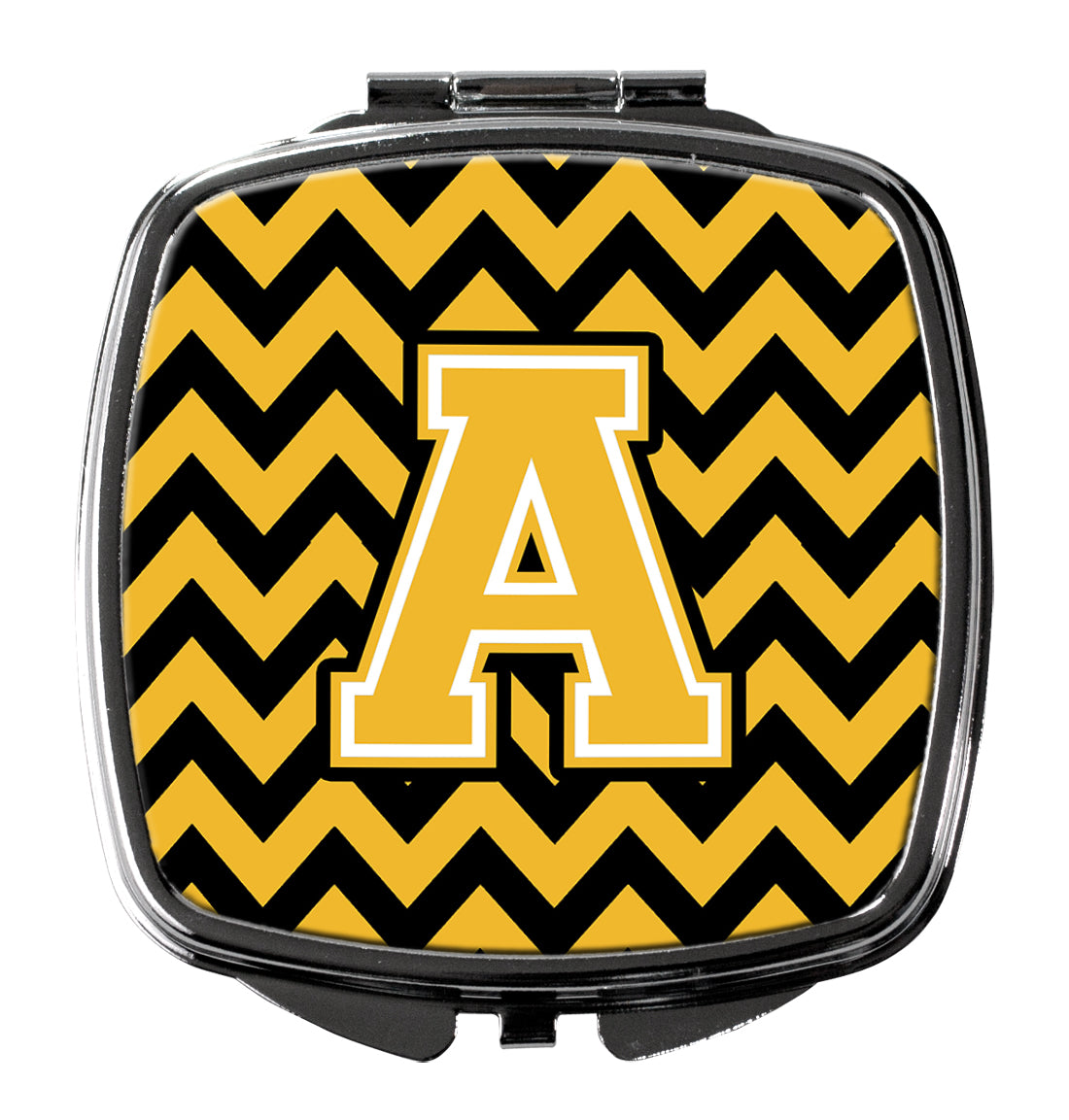 Letter A Chevron Black and Gold Compact Mirror CJ1053-ASCM  the-store.com.