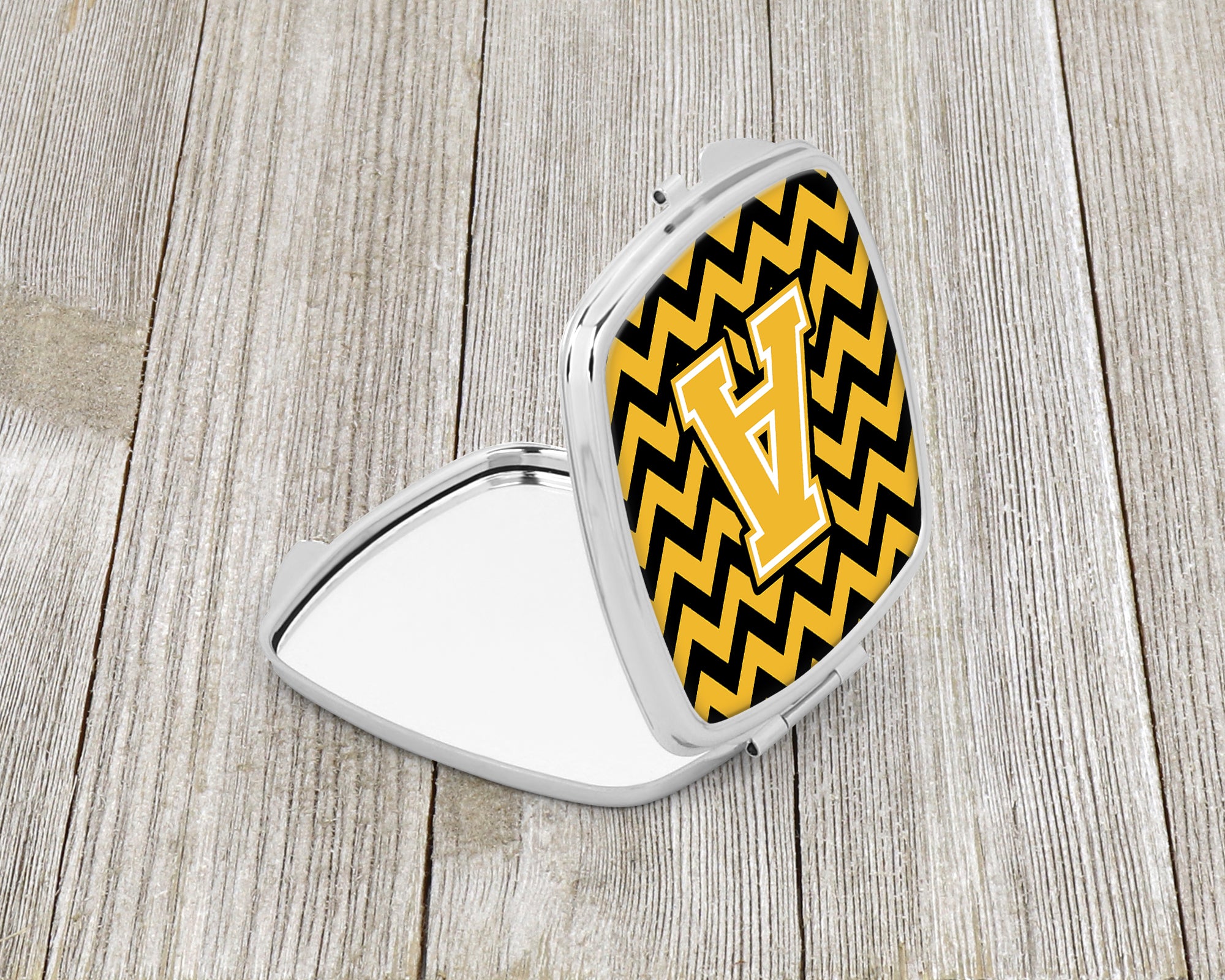 Letter A Chevron Black and Gold Compact Mirror CJ1053-ASCM  the-store.com.