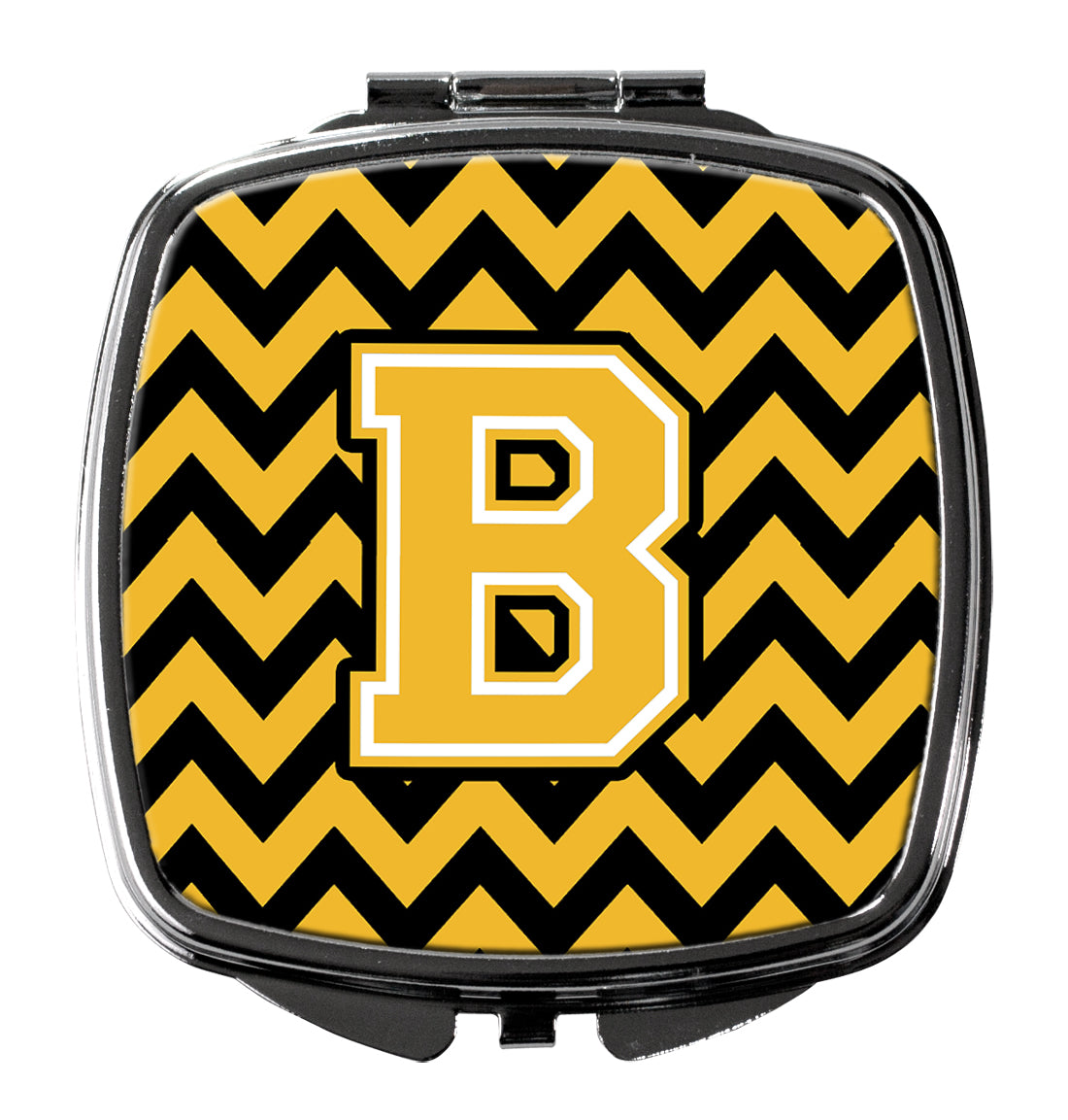 Letter B Chevron Black and Gold Compact Mirror CJ1053-BSCM  the-store.com.