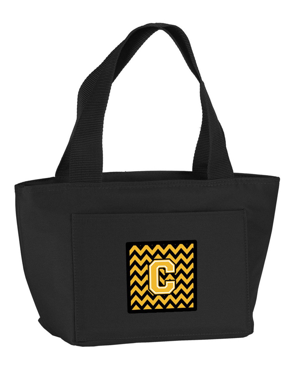 Letter C Chevron Black and Gold Lunch Bag CJ1053-CBK-8808 by Caroline's Treasures