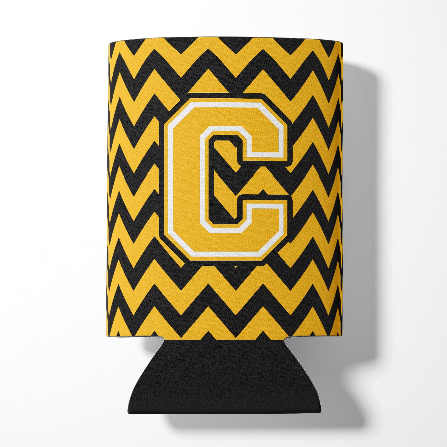 Letter C Chevron Black and Gold Can or Bottle Hugger CJ1053-CCC.