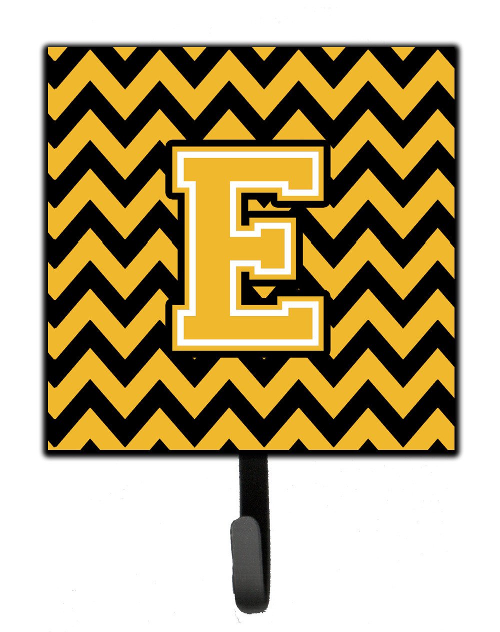 Letter E Chevron Black and Gold Leash or Key Holder CJ1053-ESH4 by Caroline&#39;s Treasures