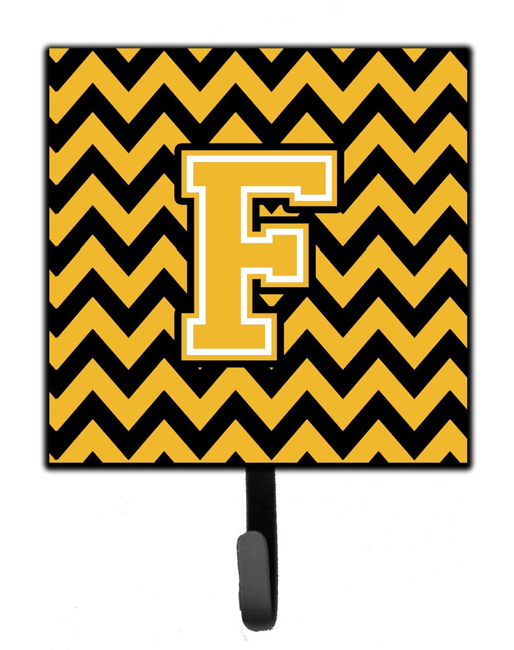 Letter F Chevron Black and Gold Leash or Key Holder CJ1053-FSH4 by Caroline&#39;s Treasures