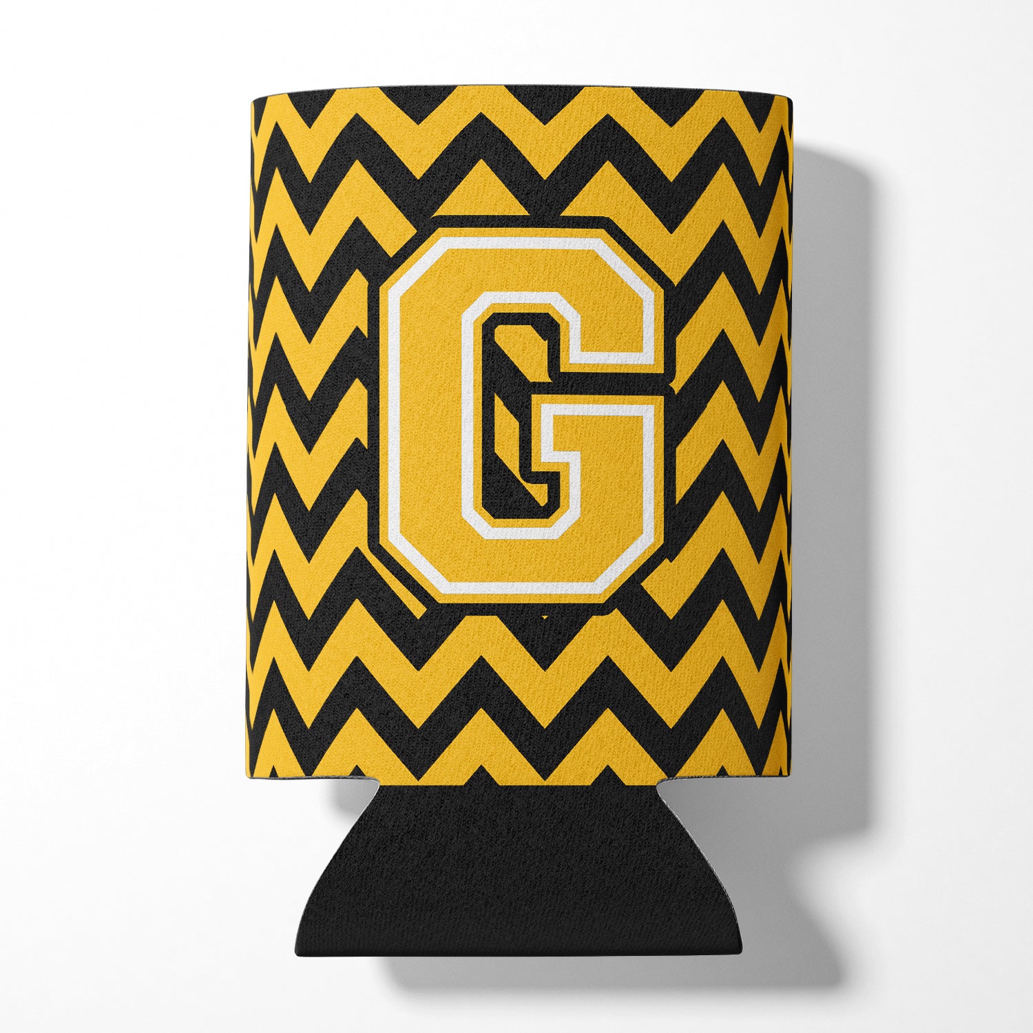 Letter G Chevron Black and Gold Can or Bottle Hugger CJ1053-GCC.