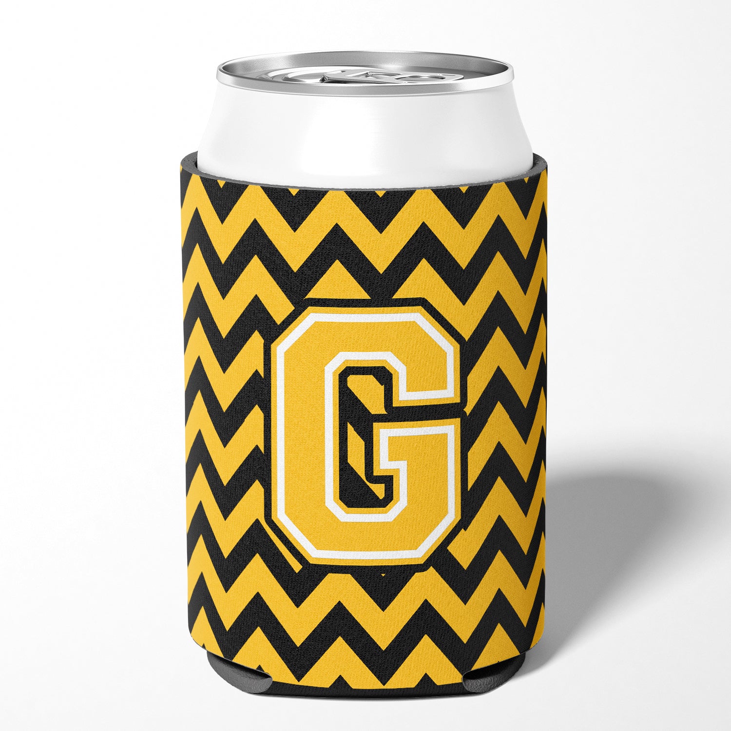 Letter G Chevron Black and Gold Can or Bottle Hugger CJ1053-GCC.