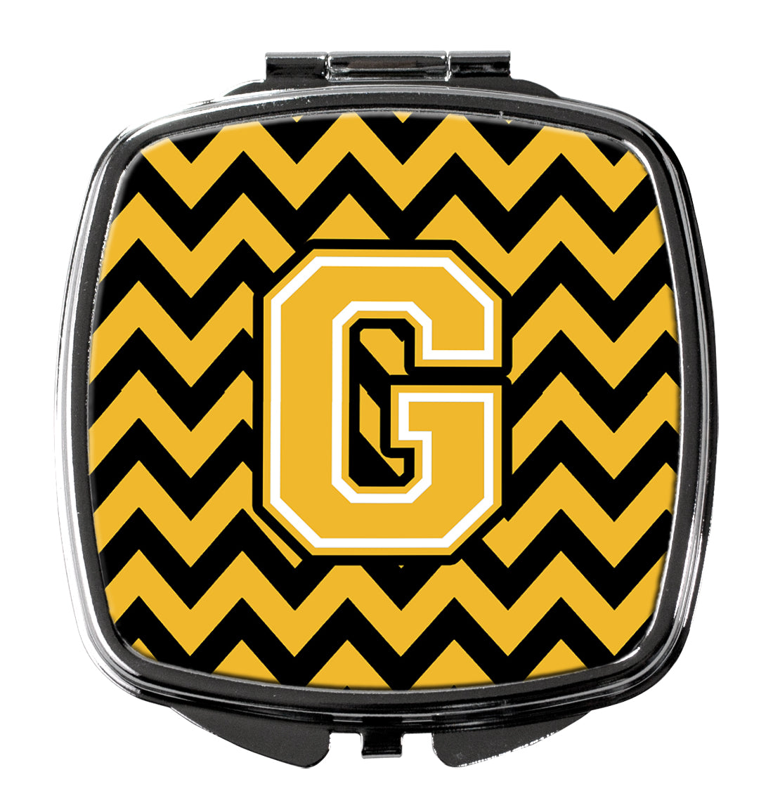 Letter G Chevron Black and Gold Compact Mirror CJ1053-GSCM  the-store.com.