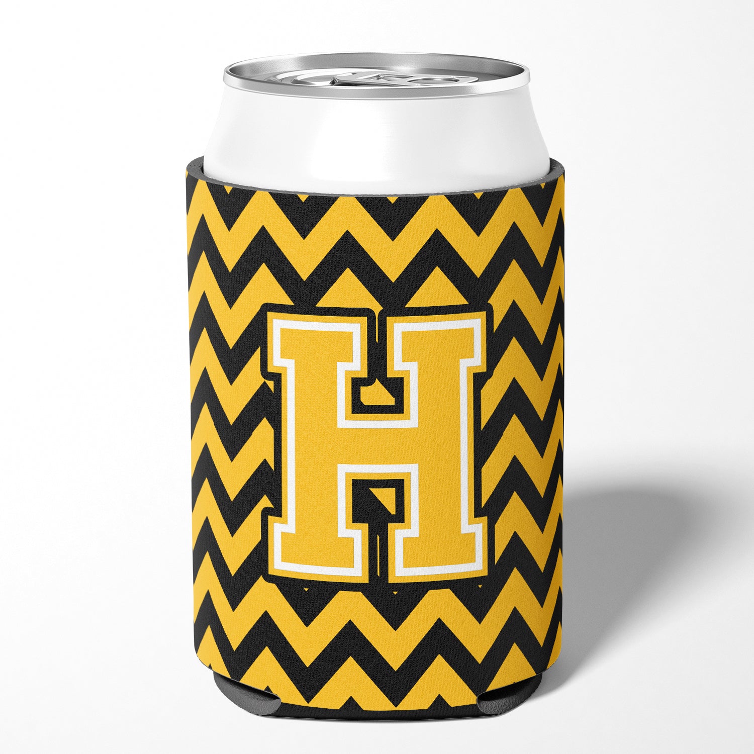 Letter H Chevron Black and Gold Can or Bottle Hugger CJ1053-HCC.