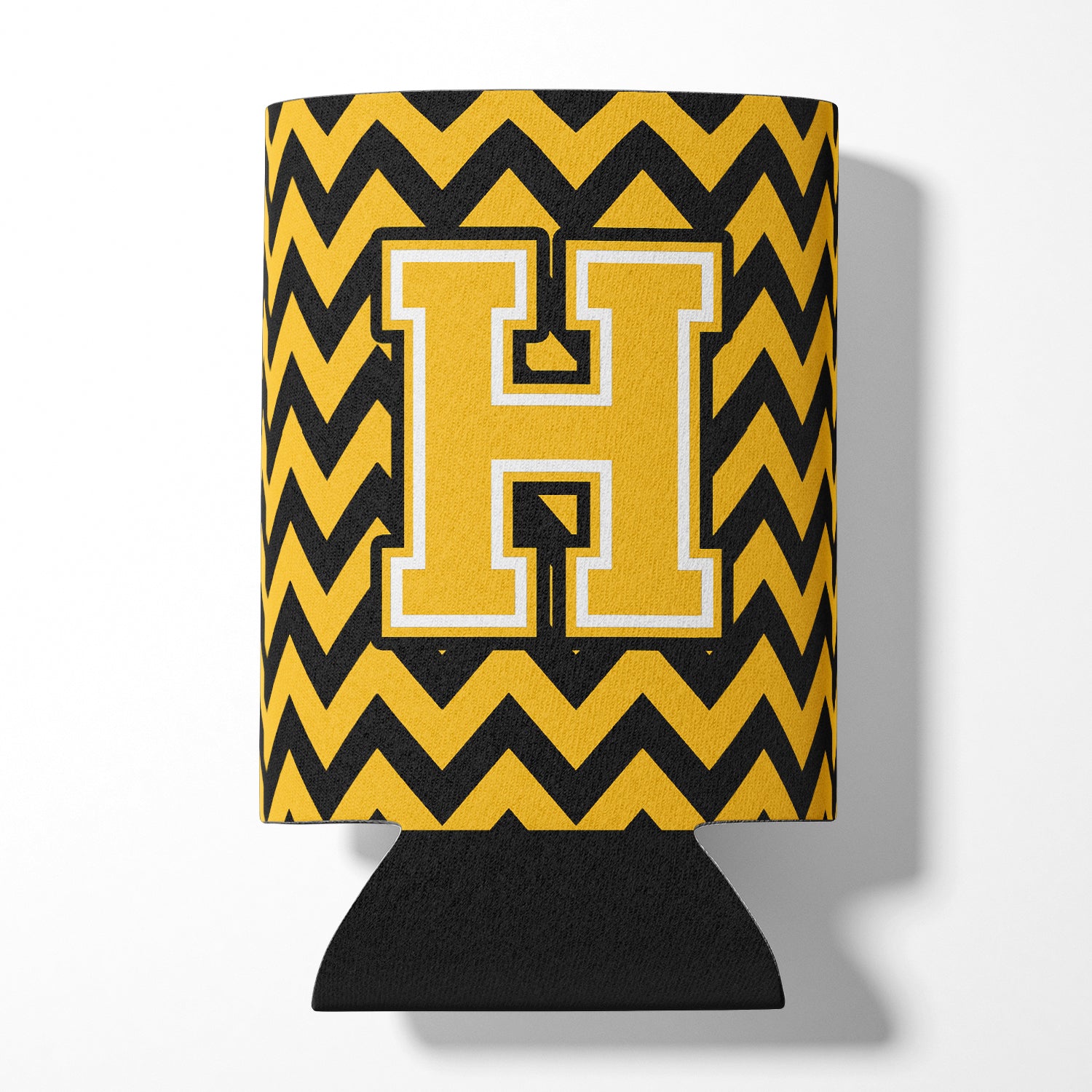 Letter H Chevron Black and Gold Can or Bottle Hugger CJ1053-HCC.