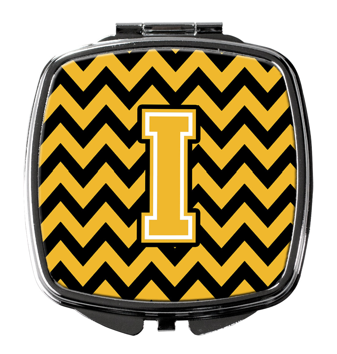 Letter I Chevron Black and Gold Compact Mirror CJ1053-ISCM  the-store.com.