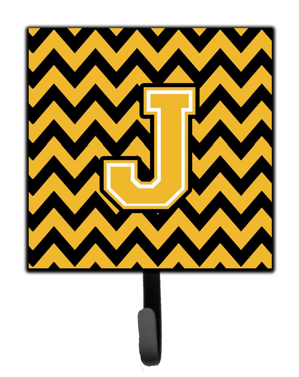 Letter J Chevron Black and Gold Leash or Key Holder CJ1053-JSH4 by Caroline's Treasures