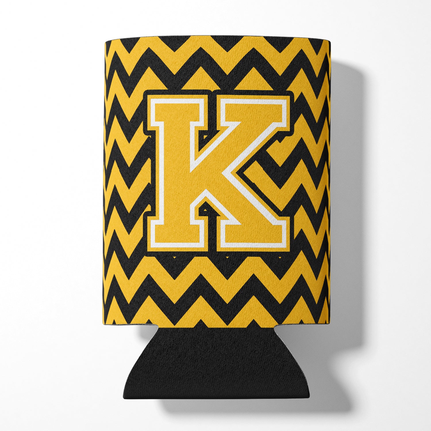 Letter K Chevron Black and Gold Can or Bottle Hugger CJ1053-KCC.