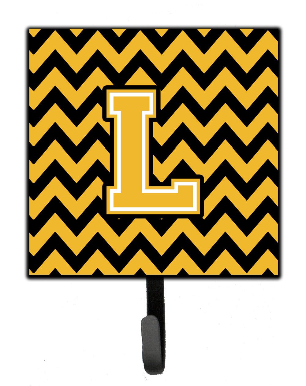 Letter L Chevron Black and Gold Leash or Key Holder CJ1053-LSH4 by Caroline&#39;s Treasures