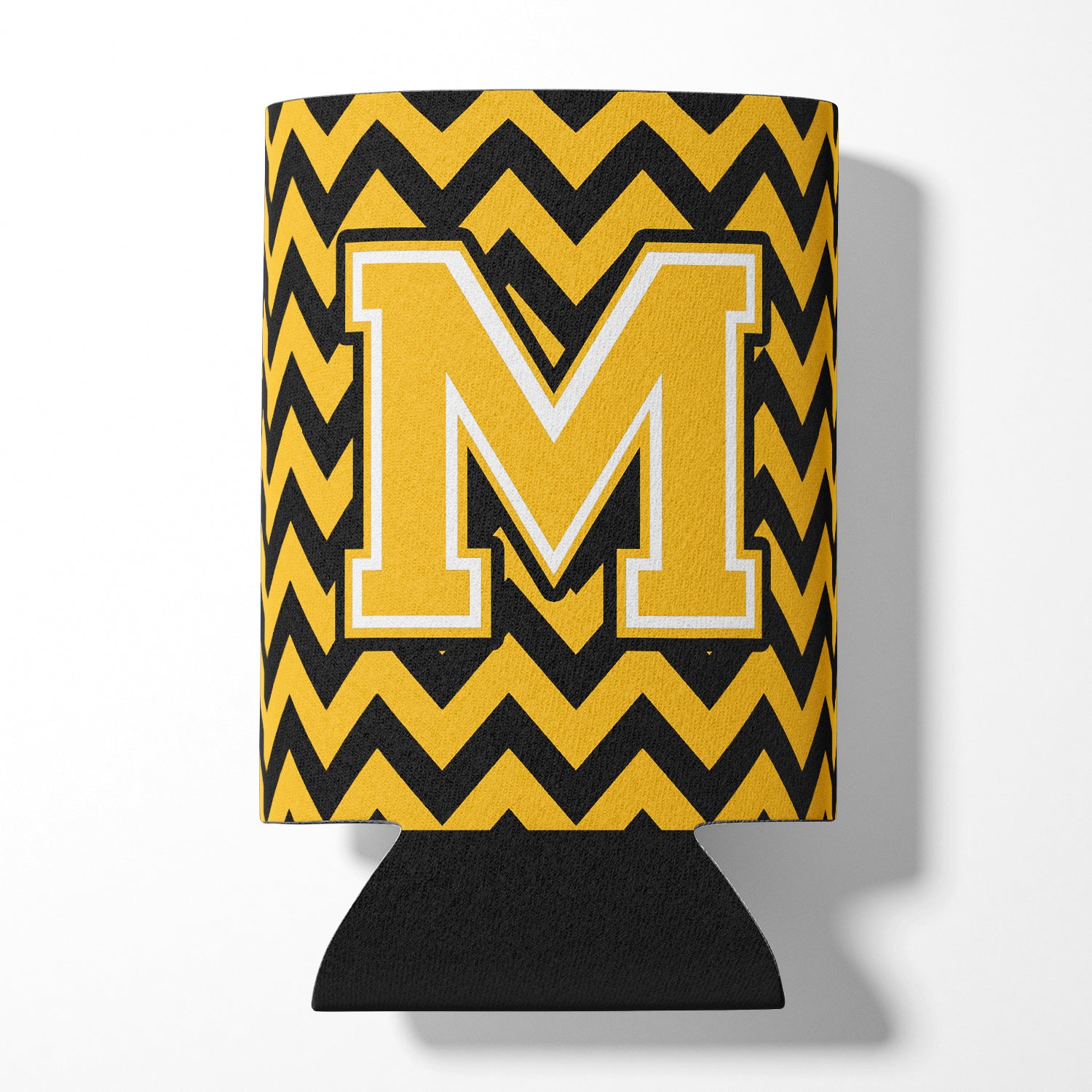 Letter M Chevron Black and Gold Can or Bottle Hugger CJ1053-MCC.