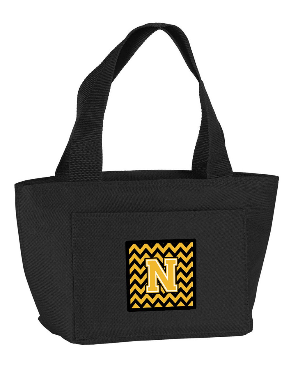 Letter N Chevron Black and Gold Lunch Bag CJ1053-NBK-8808 by Caroline's Treasures