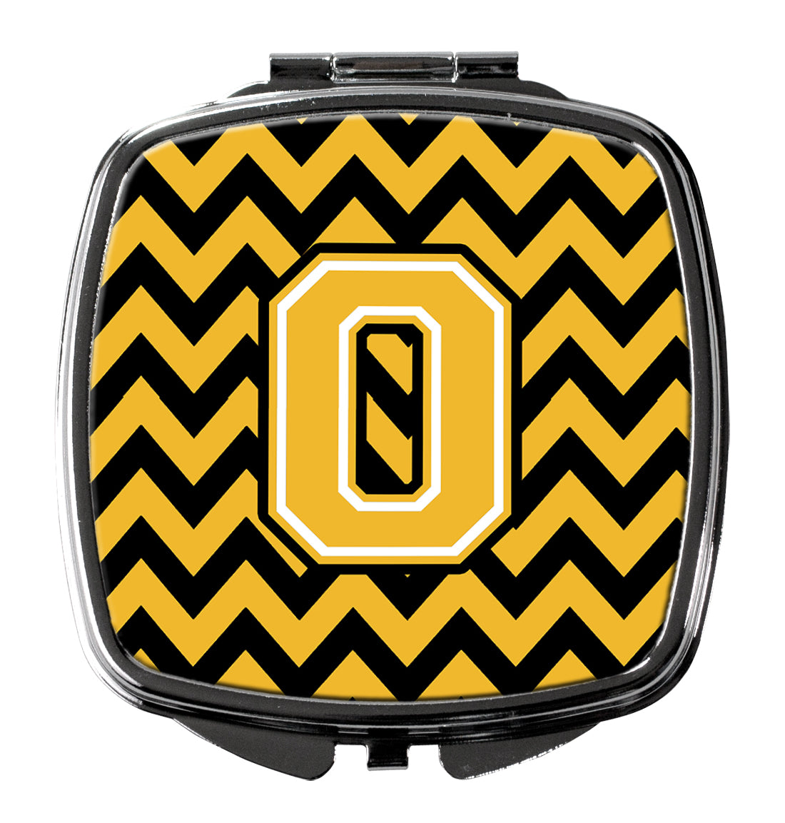 Letter O Chevron Black and Gold Compact Mirror CJ1053-OSCM  the-store.com.