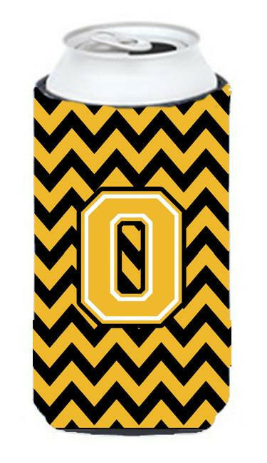 Letter O Chevron Black and Gold Tall Boy Beverage Insulator Hugger CJ1053-OTBC by Caroline's Treasures