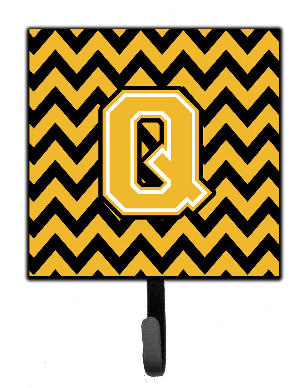 Letter Q Chevron Black and Gold Leash or Key Holder CJ1053-QSH4 by Caroline's Treasures