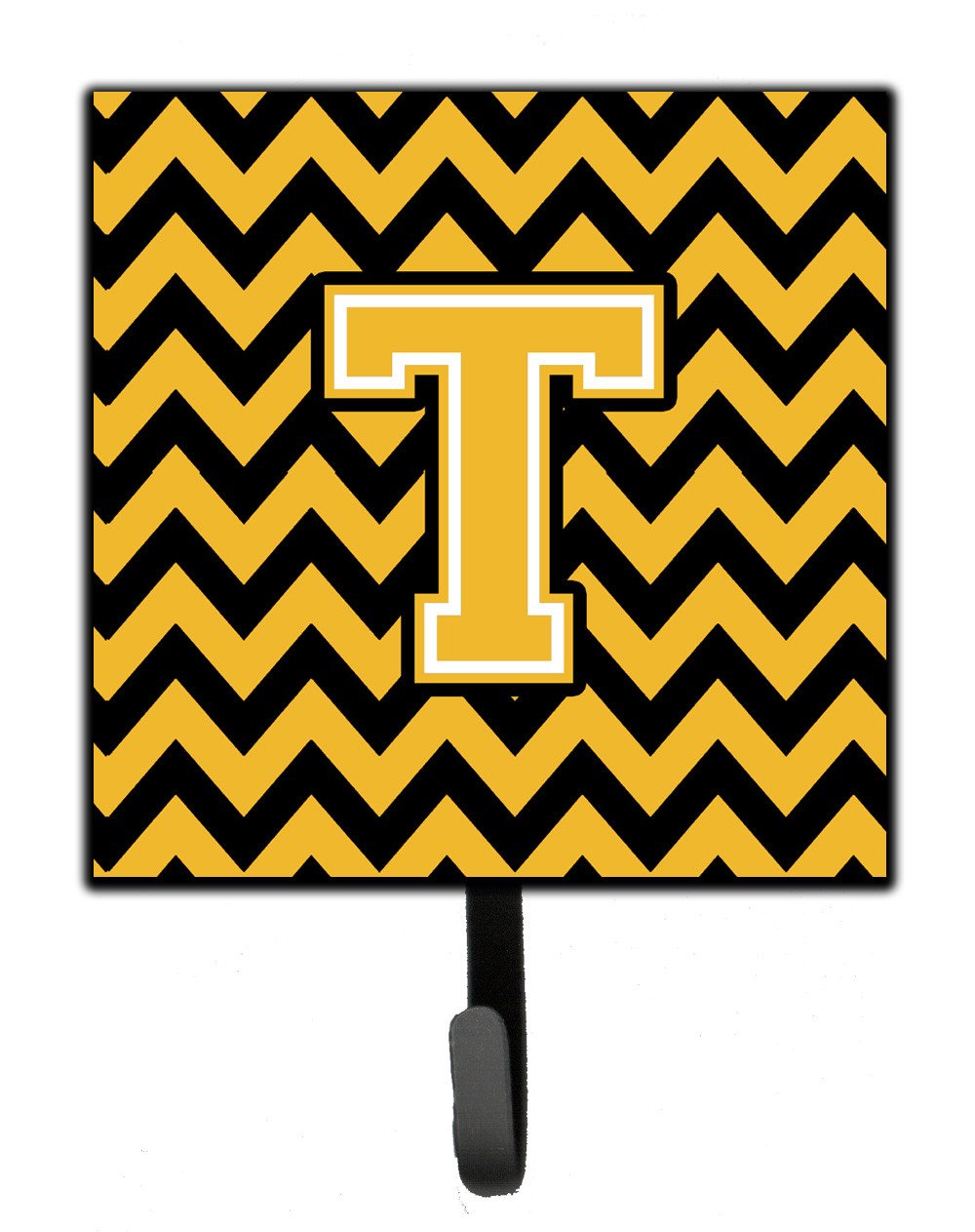 Letter T Chevron Black and Gold Leash or Key Holder CJ1053-TSH4 by Caroline's Treasures