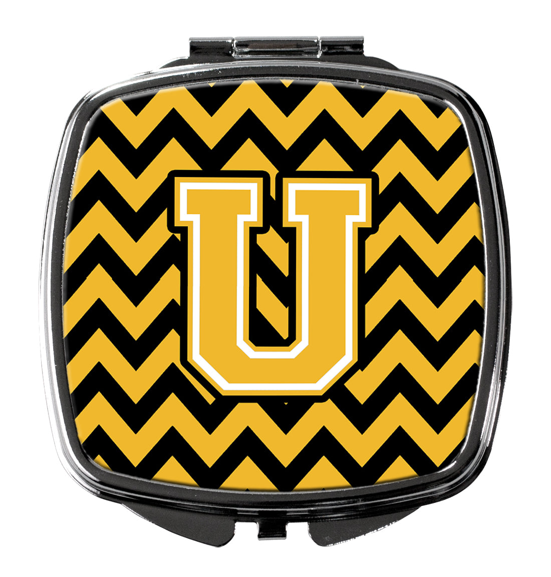 Letter U Chevron Black and Gold Compact Mirror CJ1053-USCM  the-store.com.