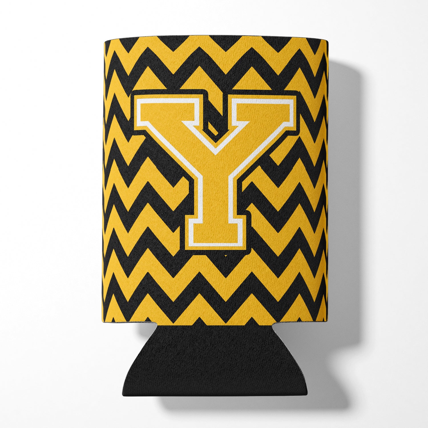 Letter Y Chevron Black and Gold Can or Bottle Hugger CJ1053-YCC.