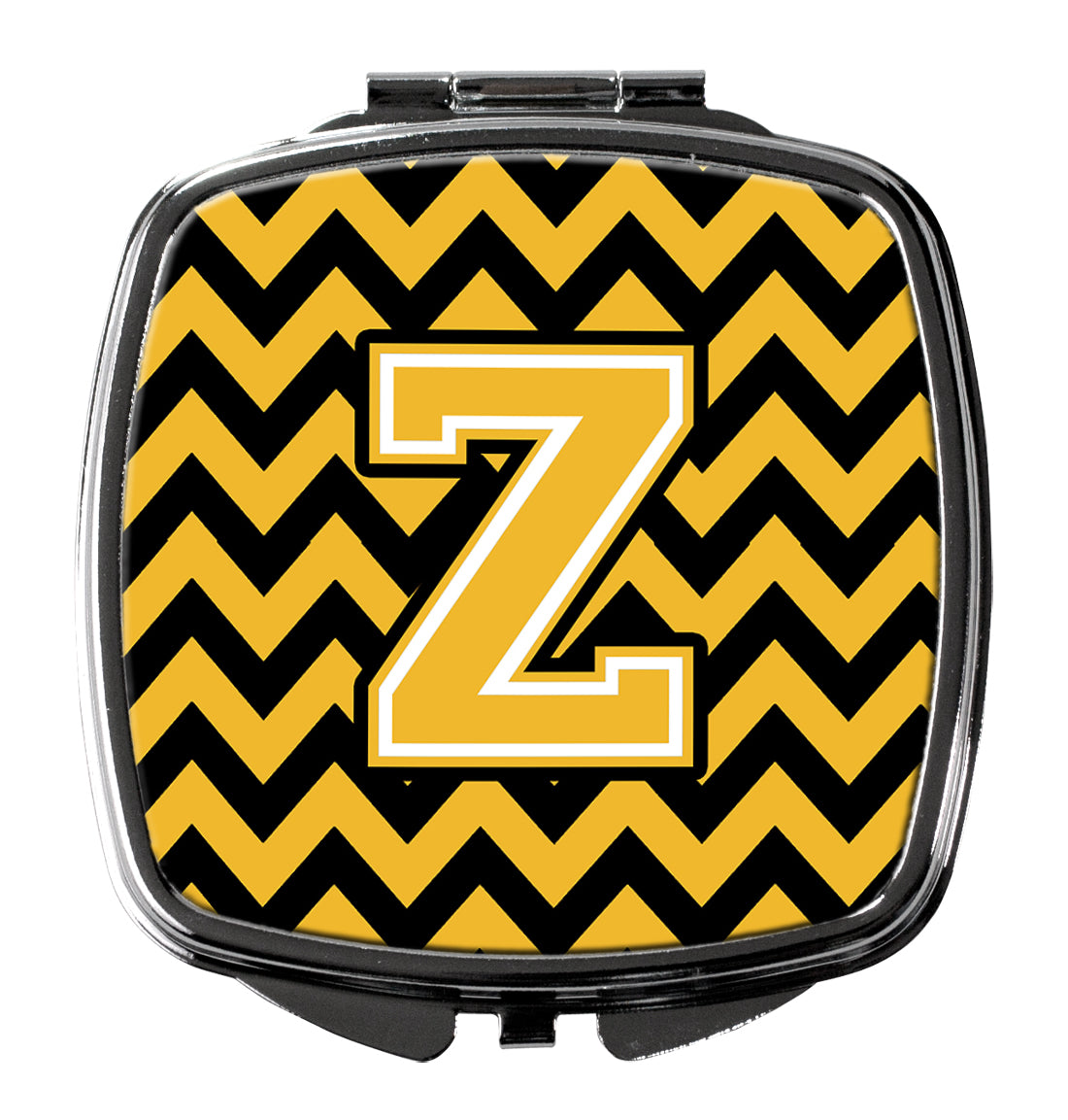 Letter Z Chevron Black and Gold Compact Mirror CJ1053-ZSCM  the-store.com.