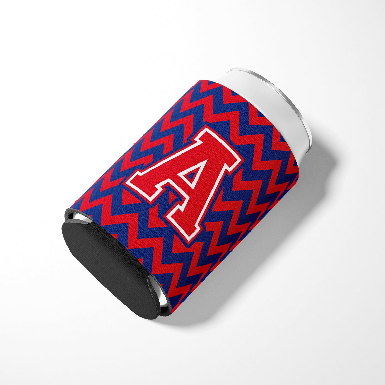 Letter A Chevron Yale Blue and Crimson Can or Bottle Hugger CJ1054-ACC.