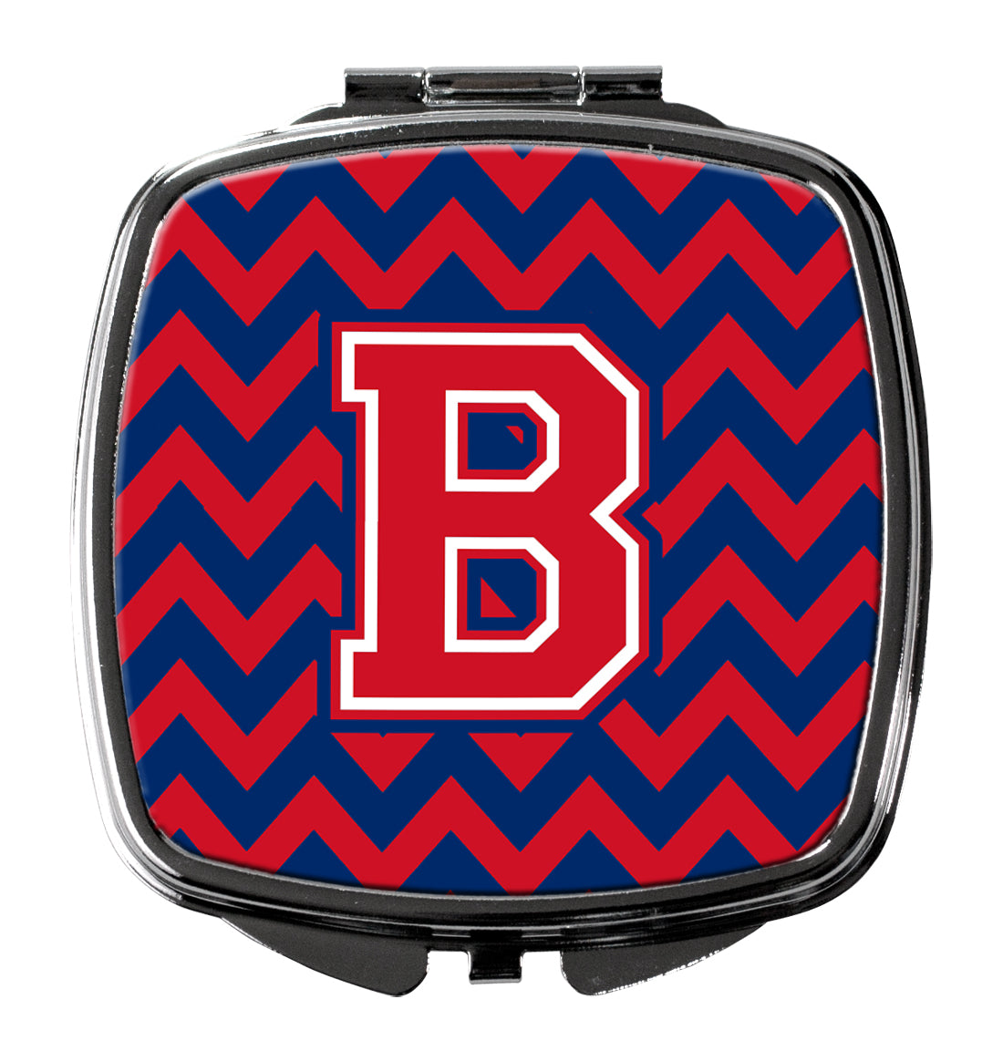 Letter B Chevron Yale Blue and Crimson Compact Mirror CJ1054-BSCM  the-store.com.