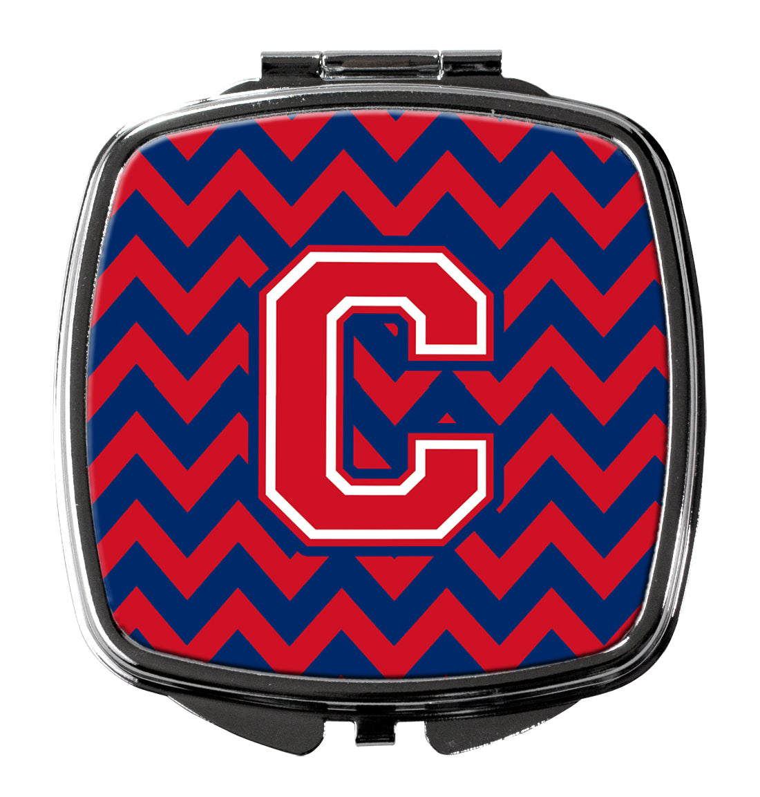 Letter C Chevron Yale Blue and Crimson Compact Mirror CJ1054-CSCM  the-store.com.