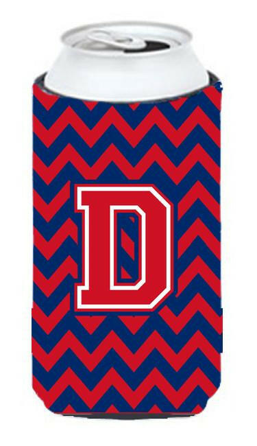 Letter D Chevron Yale Blue and Crimson Tall Boy Beverage Insulator Hugger CJ1054-DTBC by Caroline's Treasures