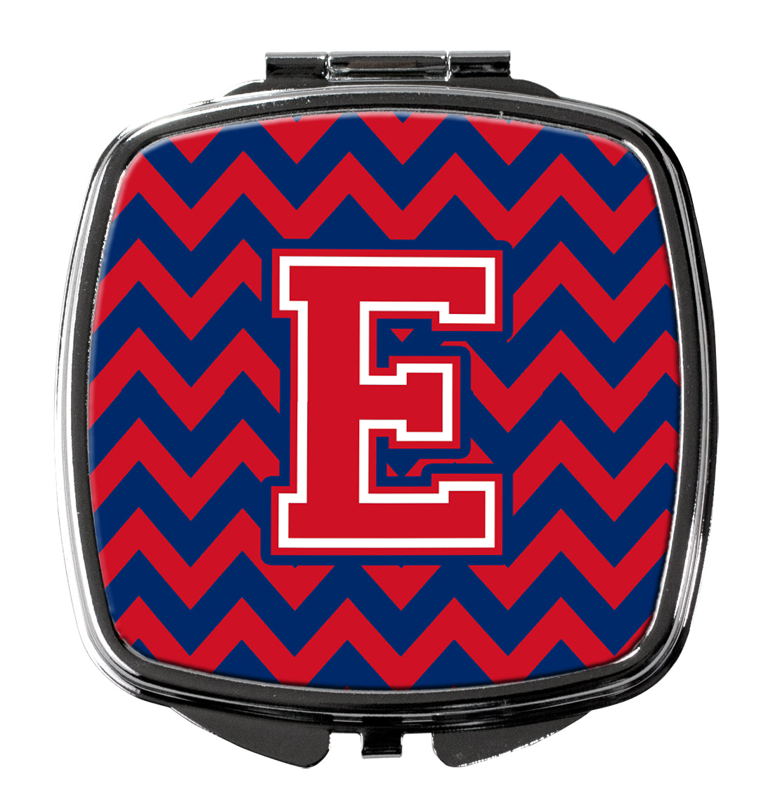 Letter E Chevron Yale Blue and Crimson Compact Mirror CJ1054-ESCM  the-store.com.