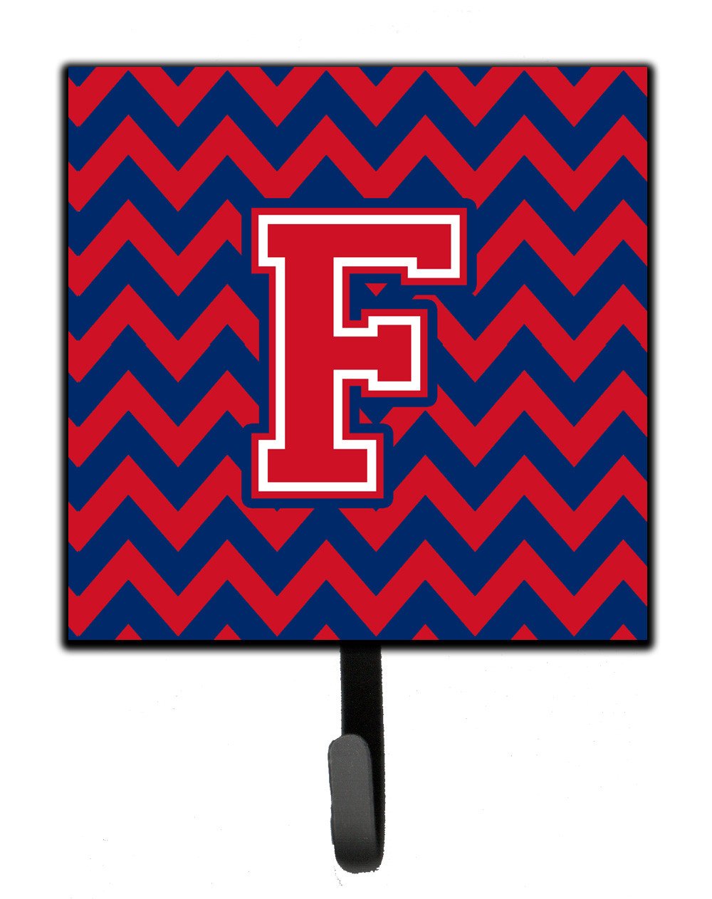 Letter F Chevron Yale Blue and Crimson Leash or Key Holder CJ1054-FSH4 by Caroline's Treasures