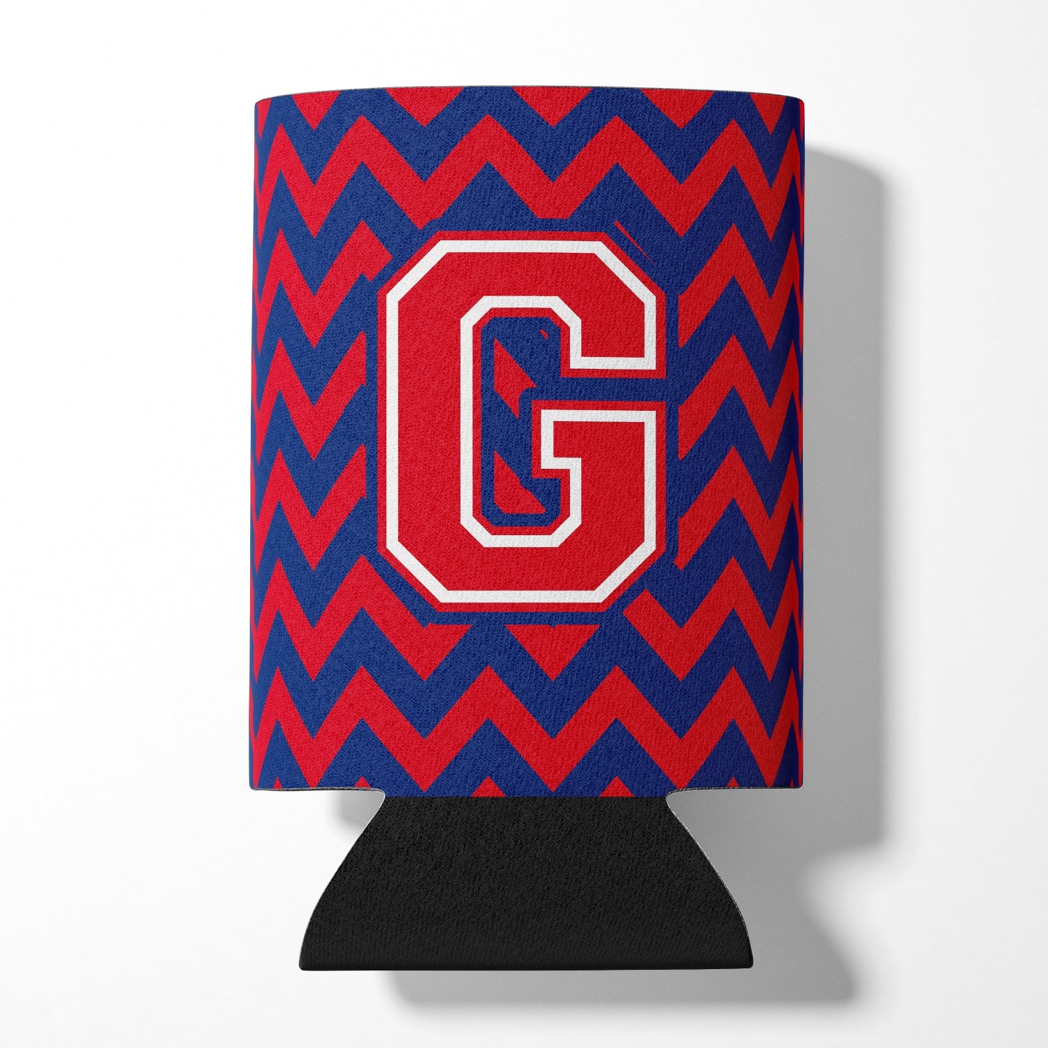 Letter G Chevron Yale Blue and Crimson Can or Bottle Hugger CJ1054-GCC.