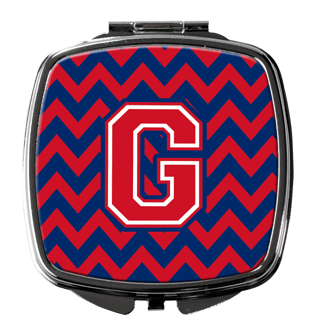 Letter G Chevron Yale Blue and Crimson Compact Mirror CJ1054-GSCM  the-store.com.