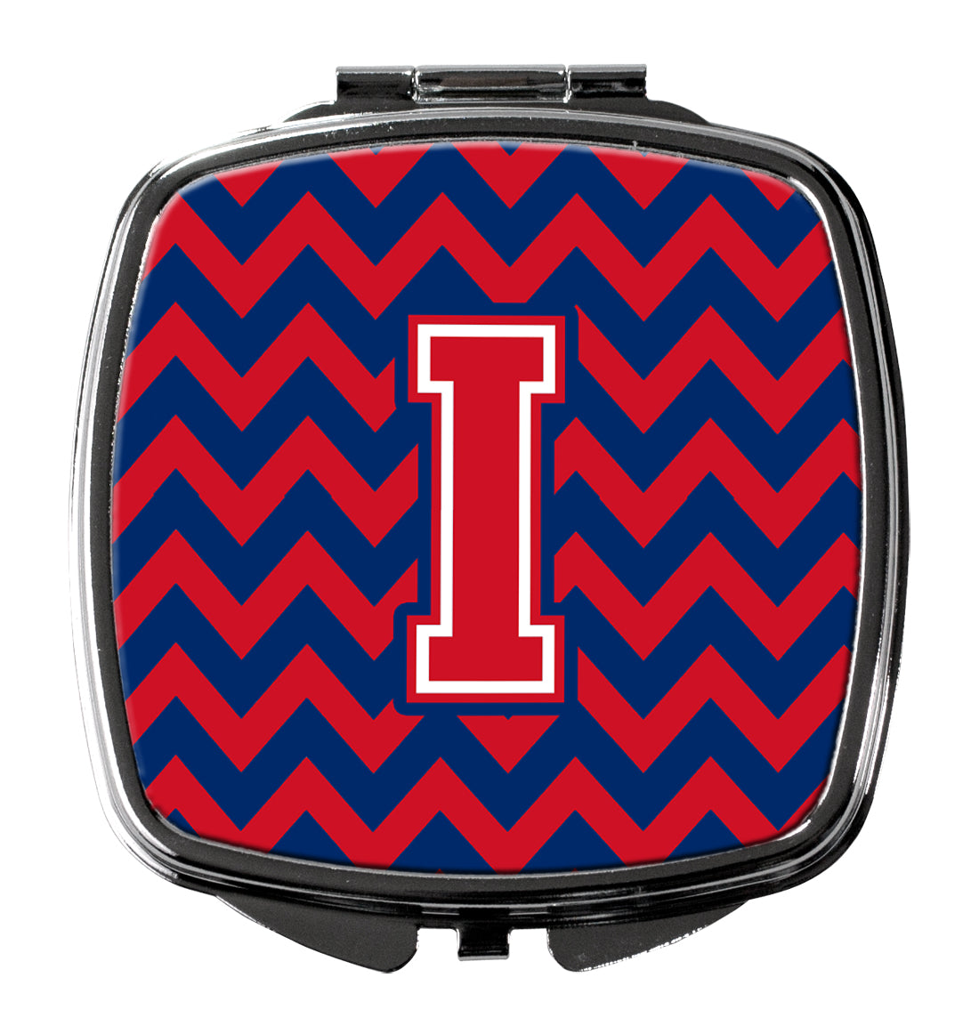 Letter I Chevron Yale Blue and Crimson Compact Mirror CJ1054-ISCM  the-store.com.