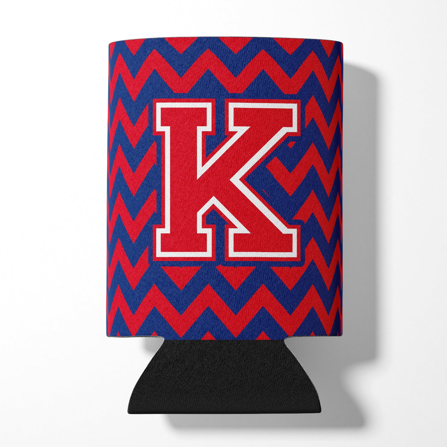 Letter K Chevron Yale Blue and Crimson Can or Bottle Hugger CJ1054-KCC.