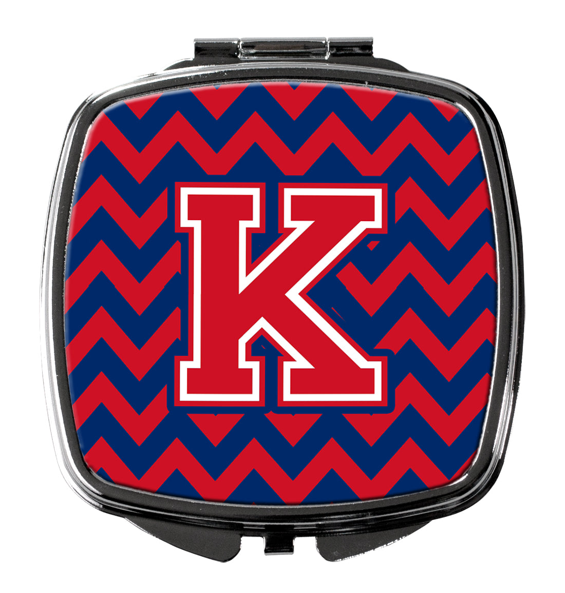 Letter K Chevron Yale Blue and Crimson Compact Mirror CJ1054-KSCM  the-store.com.