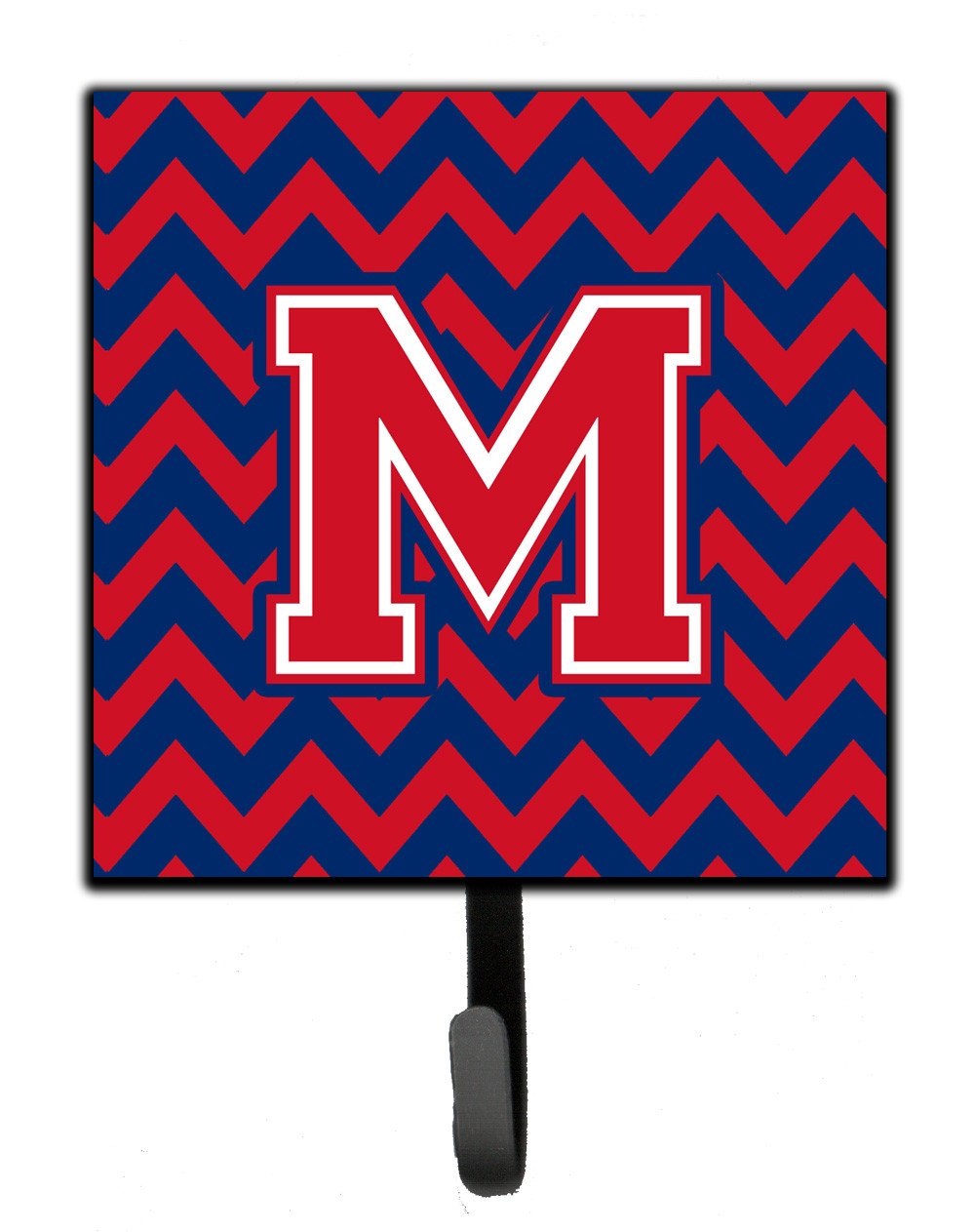 Letter M Chevron Yale Blue and Crimson Leash or Key Holder CJ1054-MSH4 by Caroline's Treasures