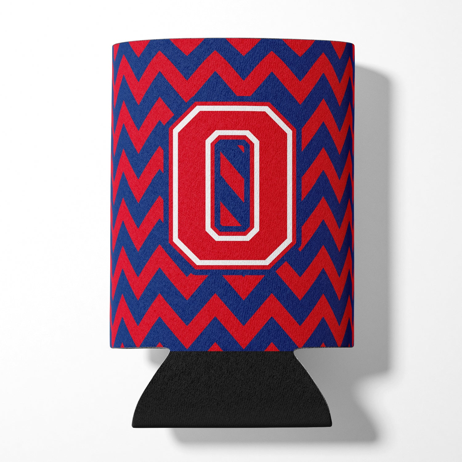 Letter O Chevron Yale Blue and Crimson Can or Bottle Hugger CJ1054-OCC.