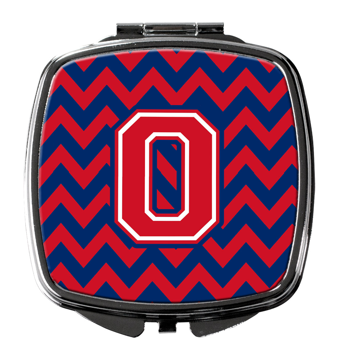 Letter O Chevron Yale Blue and Crimson Compact Mirror CJ1054-OSCM  the-store.com.